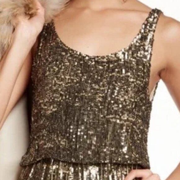 NWPT Alice & Olivia by Stacey Bendet Gold Sequin Mini Dress. SZ 4 - Picture 6 of 6